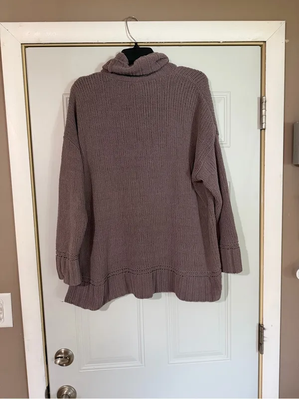 Aerie Small Mauve Knit Turtleneck Sweater Fall Winter Classic Chunky Oversized - Image 6