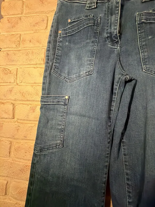 Maeve by Anthropologie Dark Wash Denim Cargo Jeans Size 29 - Image 2