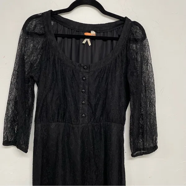 Anthropologie Maeve Vintage Black Lace Mini Dress Womens 4 Whimsigoth Witchy - Image 3