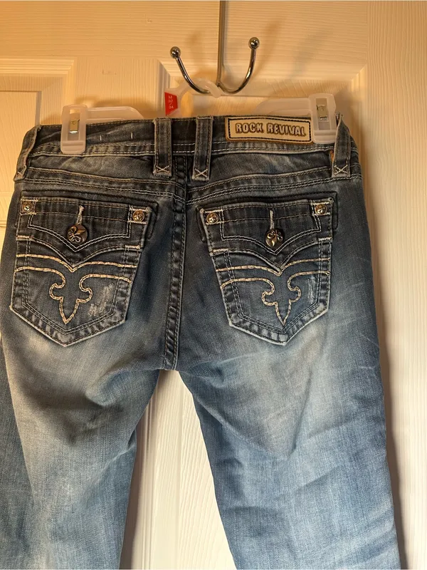 Rock Revival Women's Distressed Alivia‎ Slim Straight Jeans - Light Blue - Image 3