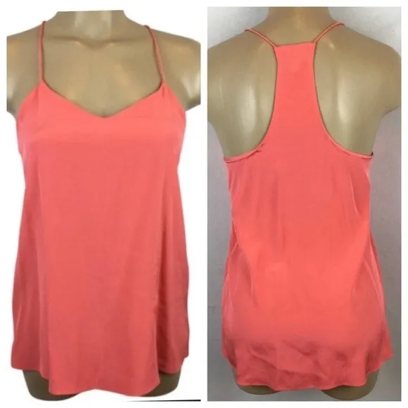 TIBI Silk Coral Orang Sleeveless Halter Top 2 - Image 3