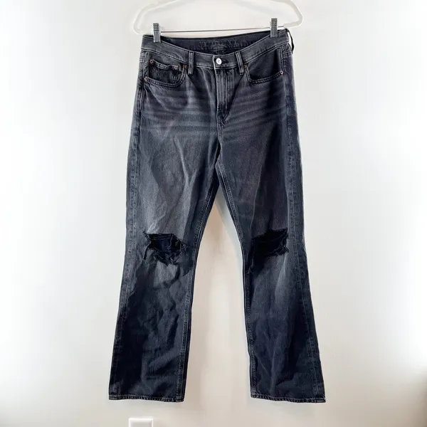 American Eagle High Waisted 90s Bootcut Jeans Black 8 - Image 2