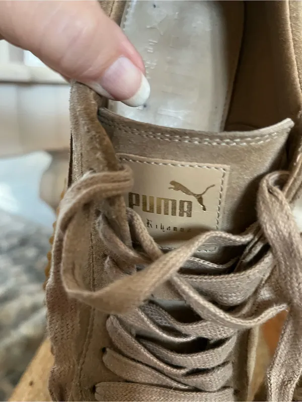 Puma Fenty by Rihanna Platform Suede Creeper with Gold Logo Womens Sz 7 Leather - Image 12