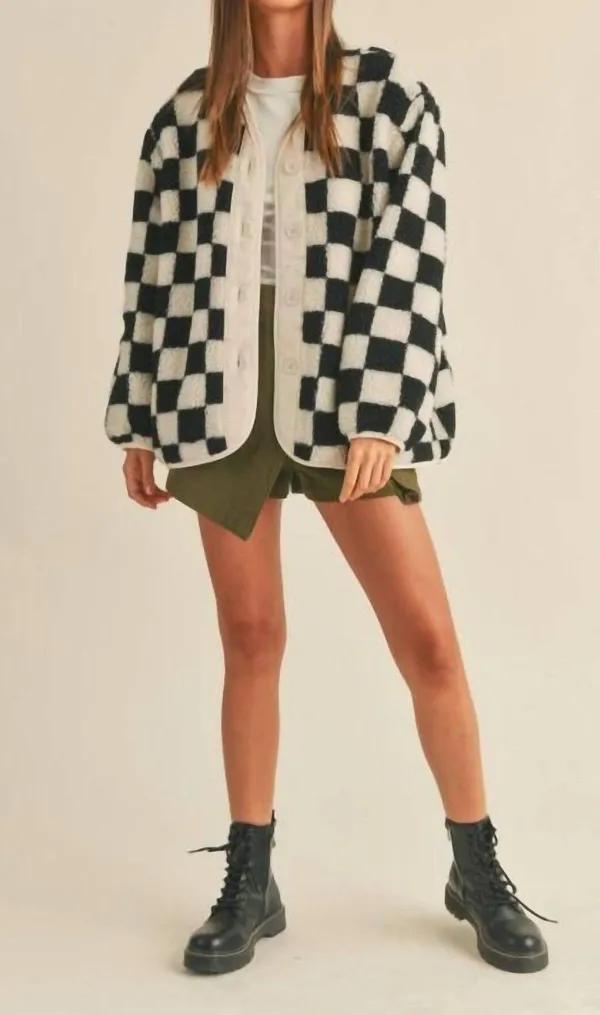 miou muse Black and White Checkered Jacket - Image 2