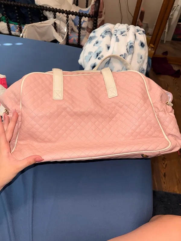 Vintage Pink quilted baby Jolie Paris duffel dipper bag - Image 2