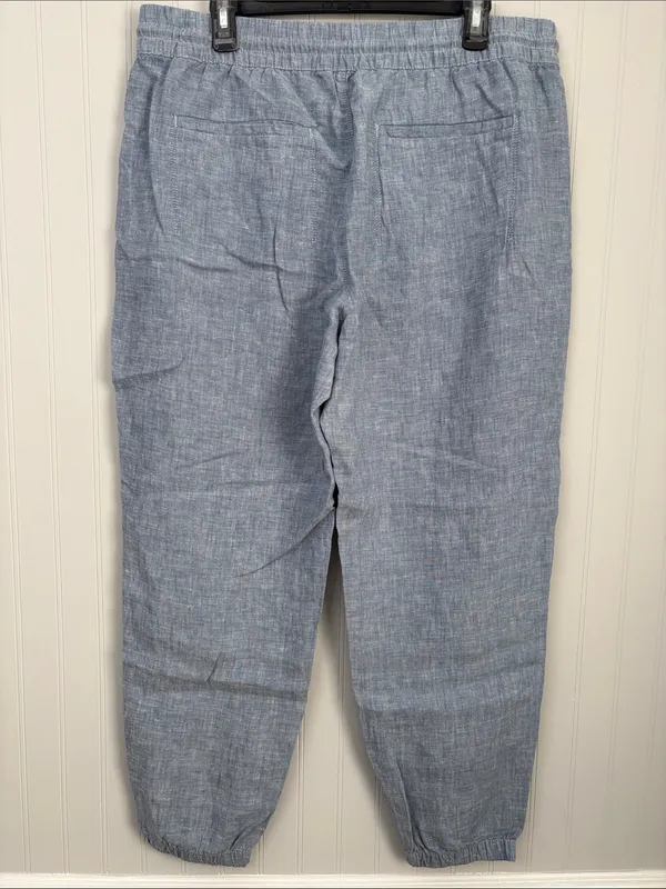 Athleta Retreat Linen Jogger Pants Women Size 16 Blue #531704 - Image 3