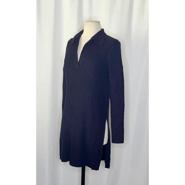 ALEX MILL Ribbed Tunic Sweater Dark Navy Blue Pullover Merino Wool Knit Small - Image 5