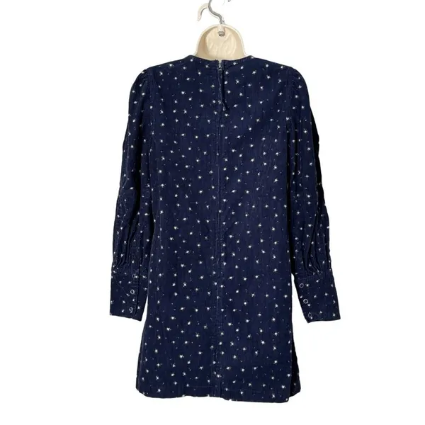 Something Navy Edie Corduroy Long Sleeve Mini Shift Dress Navy Blue Floral‎ XS - Image 5