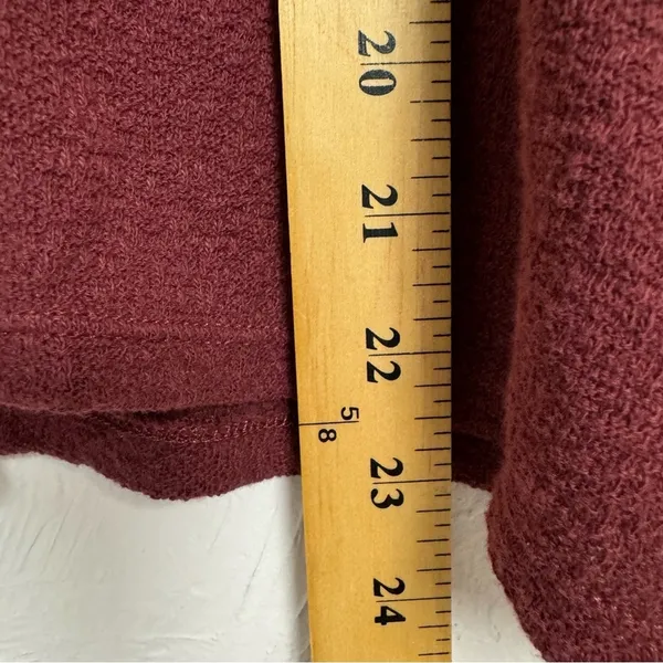 Madewell Texture & Thread Burgundy Knit Puff Sleeve Sweater Womens M Fall Eyelet - Image 12