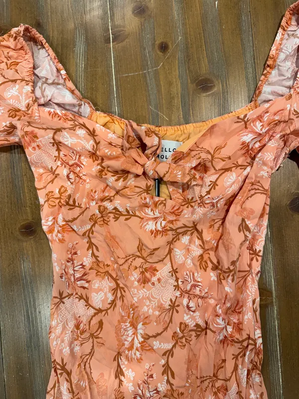 Hello Molly Orange Floral Print Puff Sleeve Midi Dress Women's Size US 8 NWT - Image 7