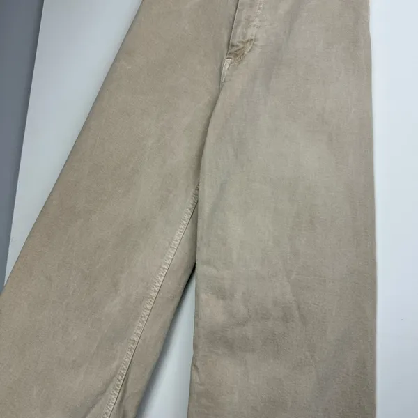 Zara Marine Straight Wide Leg Jeans Sz 0 Tan Beige High Rise Stretch - Image 6