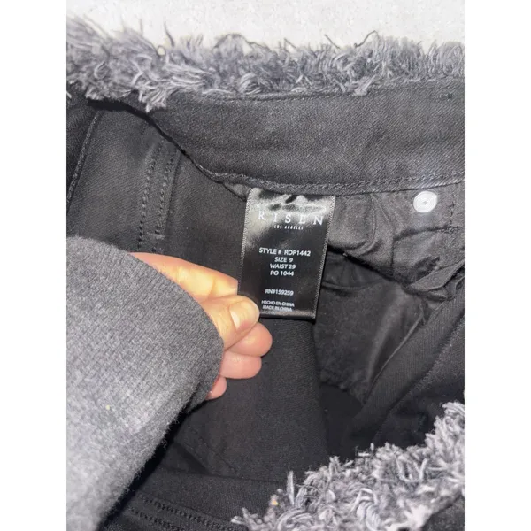 risen black fray jeans‎ straight leg size 9 - Image 4