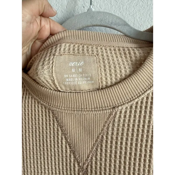 Aerie Womens Medium Waffle Knit Long Sleeve Pullover Crewneck Chicago Loungewear - Image 11