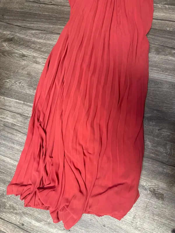 Lulus Coral Lace Halter Pleated Maxi Dress XS - Image 4