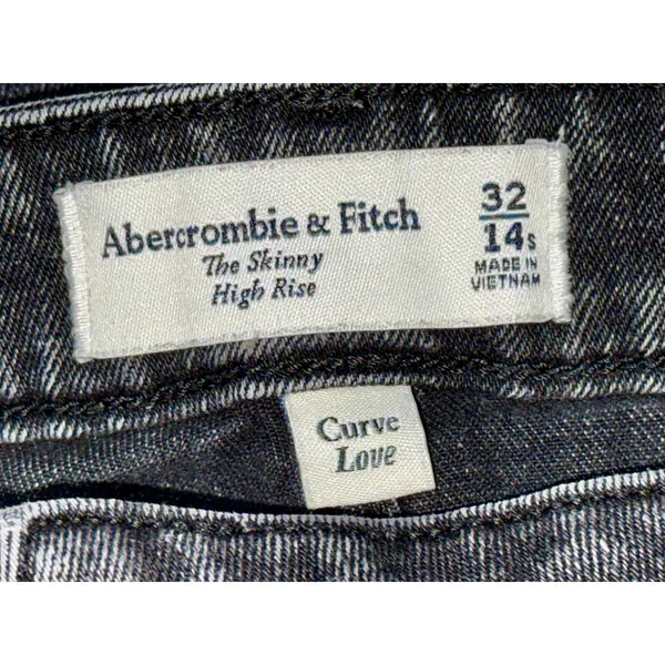 Abercrombie & Fitch Curve Love Skinny High Rise Black Skinny Jeans Size 32 14 S - Image 4
