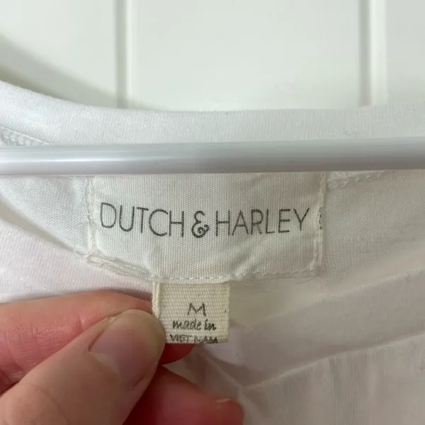 Dutch & Harley women’s solid white drapey relaxed casual short sleeve shirt‎ top - Image 2