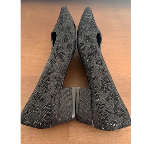 Carolyn Tucker Women Black Leopard Sparkle‎ Pointed Toe Low Block Heels Shoes 6 - Image 6