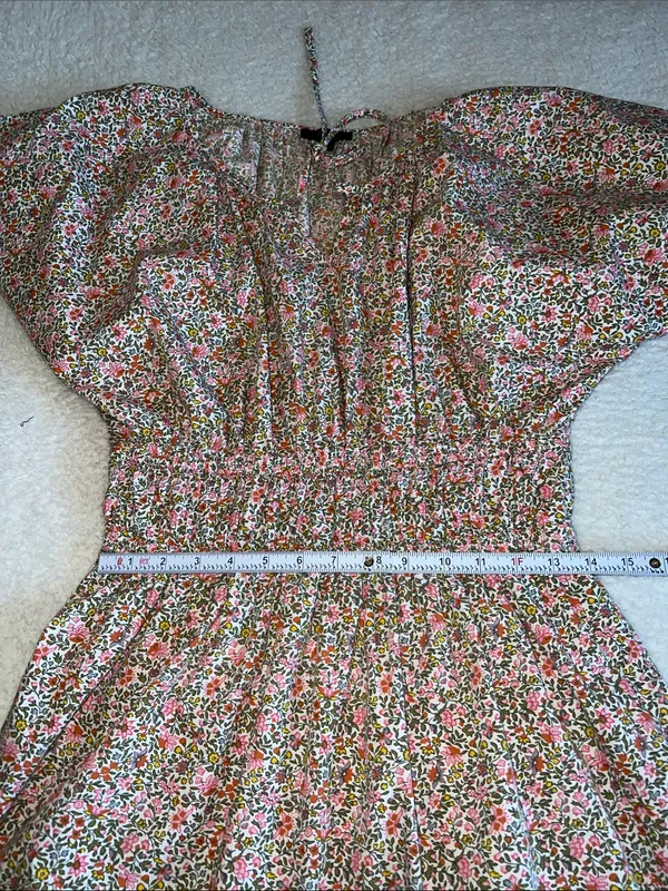 J.Crew Cinched Waist Puff Sleeve Floral Mini‎ Dress MT - Image 5