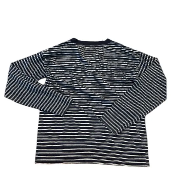 Vintage Hi-Line Size S Vneck Henley‎ Blue Stripe Oversized Cotton Long Sleeve - Image 5