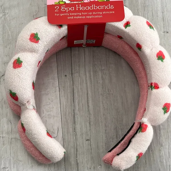 Celavi X Strawberry Shortcake Spa Sponge Bubbled Handmade Headbands 2 Pack Pink - Image 2