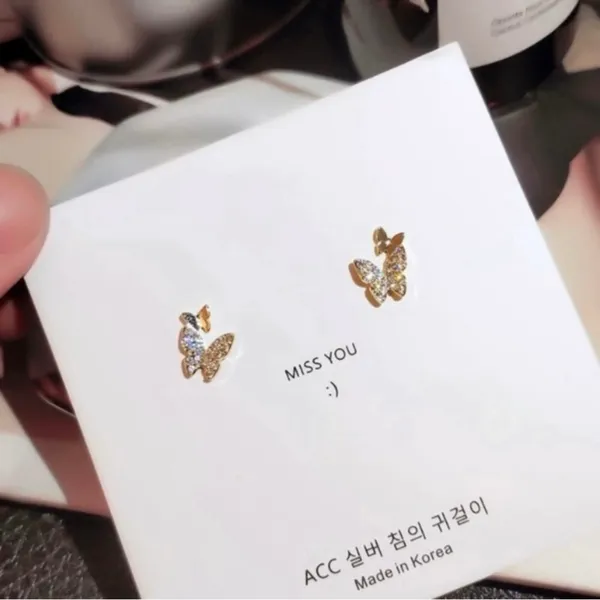 Mini Gold Butterfly Stud Earrings for Women - Image 3