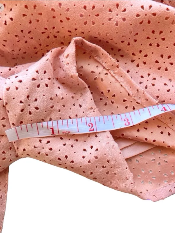 ANTHROPOLOGIE | Chloe Oliver Perforated Suede Shorts | Dark Peach | Size L - Image 8