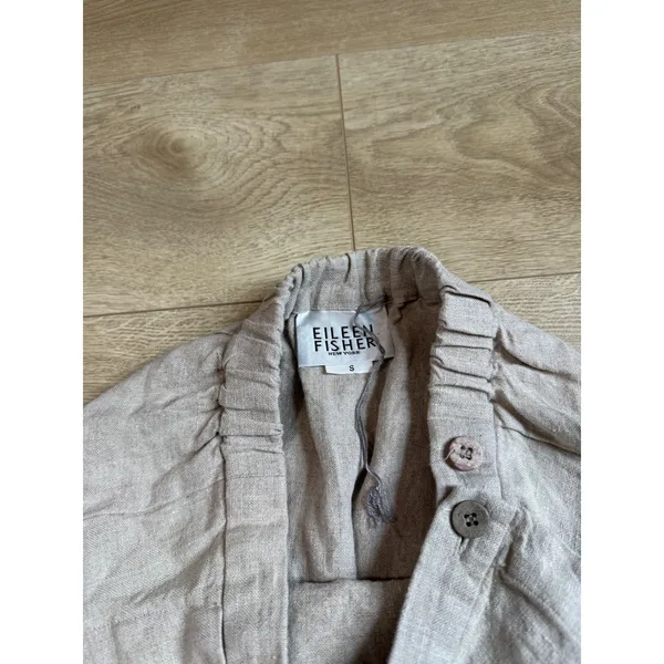 EUC Eileen Fisher Delave 100% Linen Wrap Skirt Beige Coastal MADE IN USA size S - Image 3