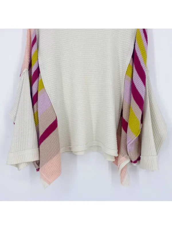 Free People Susie Swit Oversized Pullover Sweater M Mockneck Colorful Striped - Image 11