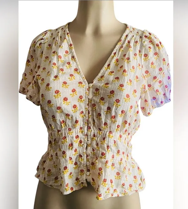 Madewell Sophia short - sleeve Top in wild calendula block print - Image 3
