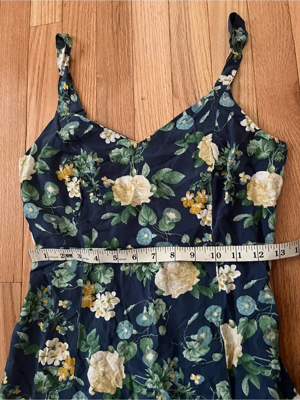 Old Navy Blue Yellow Floral Midi Dress Small Cottagecore Summer Feminine Beach - Image 4