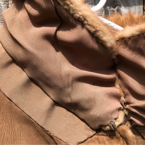 Vintage Suede Double Breasted Coat with Fur Collar M/L - Image 15