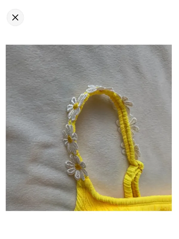 Yellow ribbed daisy bikini top - Image 4
