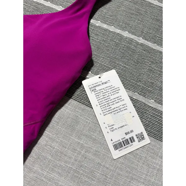 Lululemon Align Tank Top Magenta Purple Nulu Yoga Crop Top Size 4 - Image 2