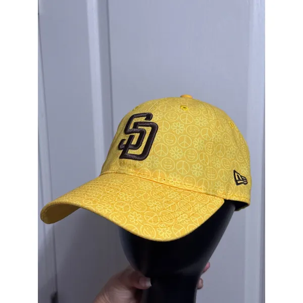 San Diego Padres 9TWENTY New Era Yellow Peace Flower Baseball Cap Dad Hat Hippie - Image 2
