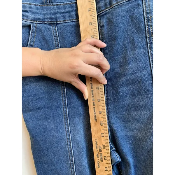 Sincerely Jules Women’s Denim Overalls Sincerely Wide Style Retro Leg Side Zipper Blue Size S - Image 6