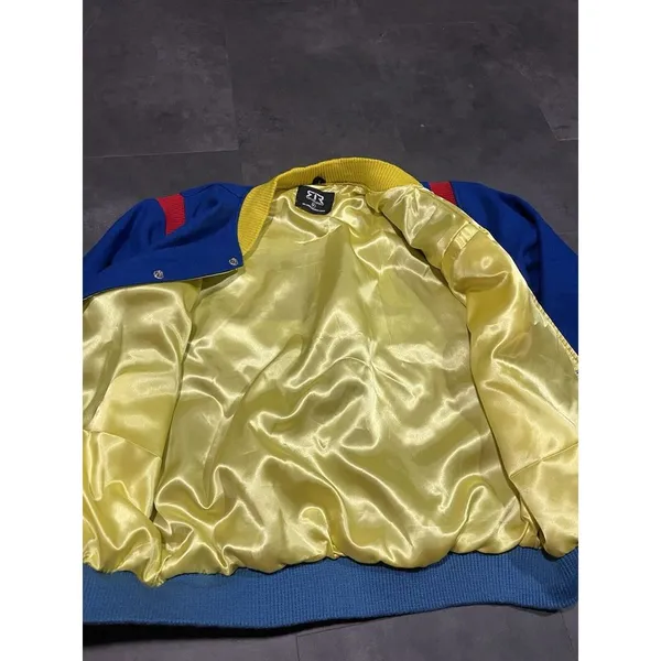 Men's Button Up Reloaded Blue /yellow/red Wool Varsity‎ Jacket Med. B-Q - Image 2