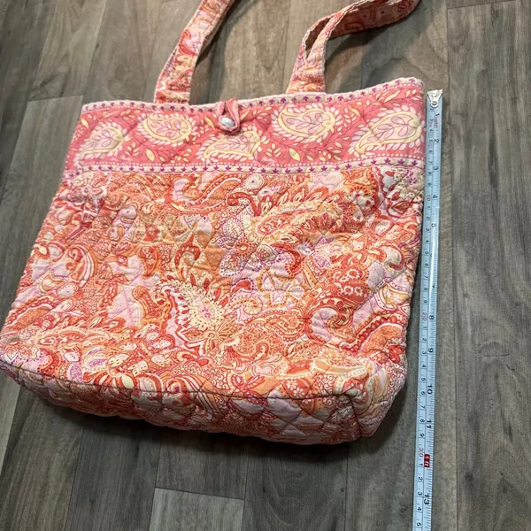 Vintage Vera Bradley Retired Sherbet Paisley Quilted Tote Bag Shoulder Purse - Image 2