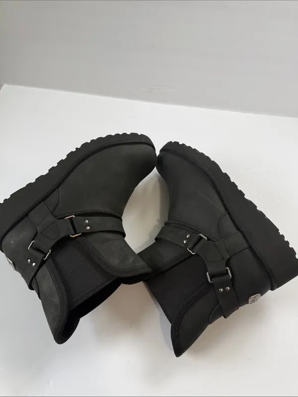 UGG Black Women's Ankle Booties with Harness Detail - Image 7