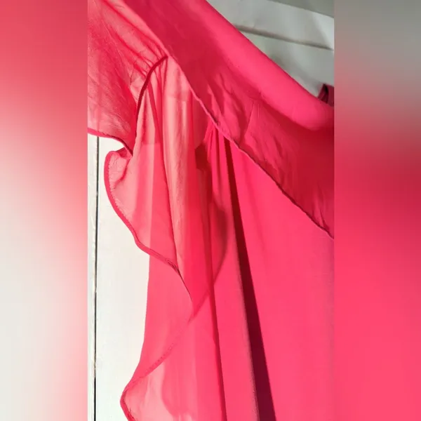 Glamour Nights Pink Popover Cape Sheath Dress Size 6 Chiffon Overlay - Image 7