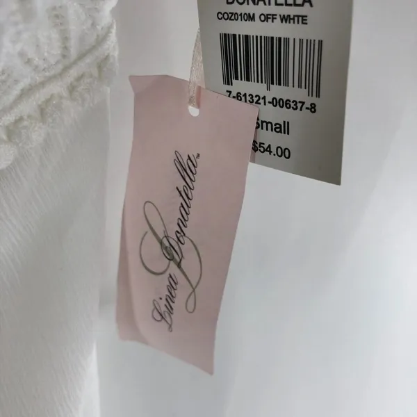 Linea Donatella Nightgown Lace Ruffle Tie Waist V Neck White Size S - Image 4