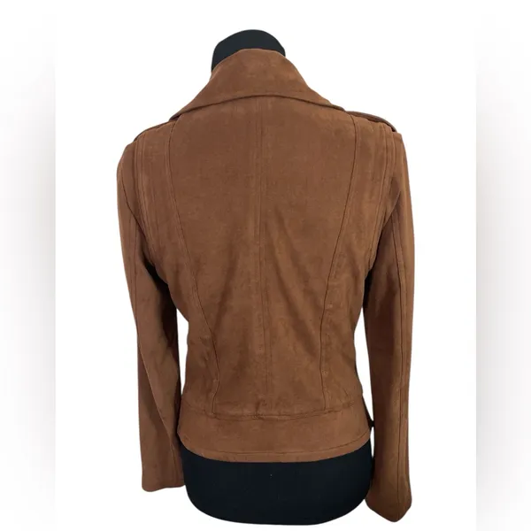Skies Are Blue Brown Soft faux suede moto jacket - Image 2