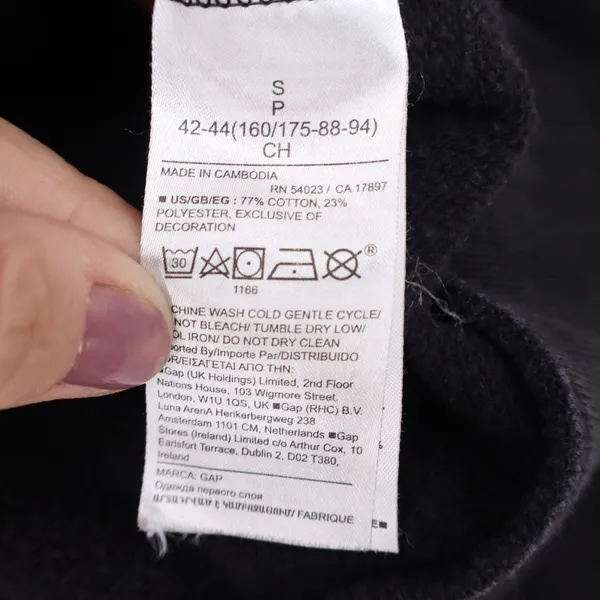 GAP Womens Black Full Zip Fleece Hoodie Sweatshirt Size S - Image 3