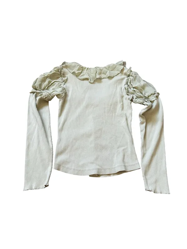 Anthropologie Ruffle V-Neck Puff Sleeve Top Victorian Romantic Feminine - Image 7