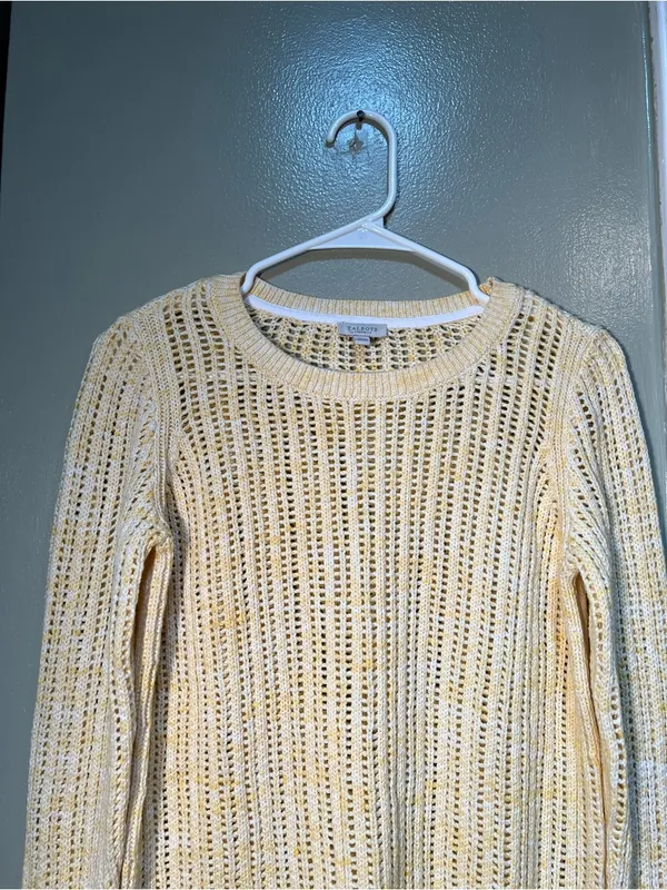 Talbots Women's Size‎ Small Petite Open Stitch Pullover Sweater Space Dye Yellow - Image 3