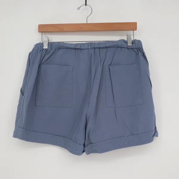 Womens Blue Elastic Drawstring Waist Casual Cuffed Shorts Size Large - Image 4