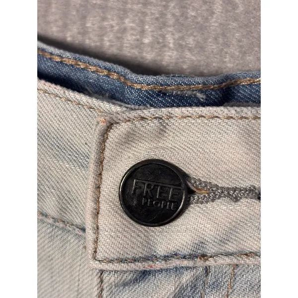Free People Denim Shorts 25 Blue Distressed Raw Hem Boho Festival Vacation - Image 6