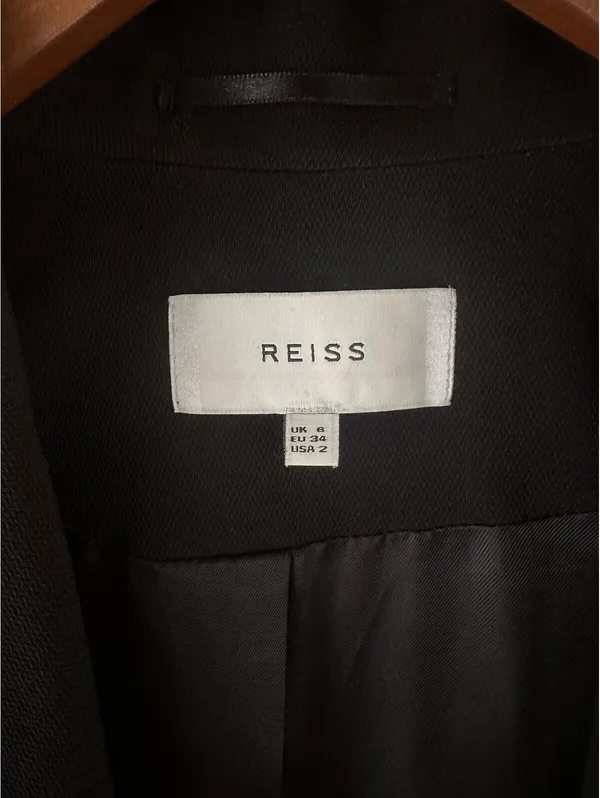 REISS Black Sienna Draped Waterfall Open Front Blazer Jacket Women’s size 2 XS - Image 8