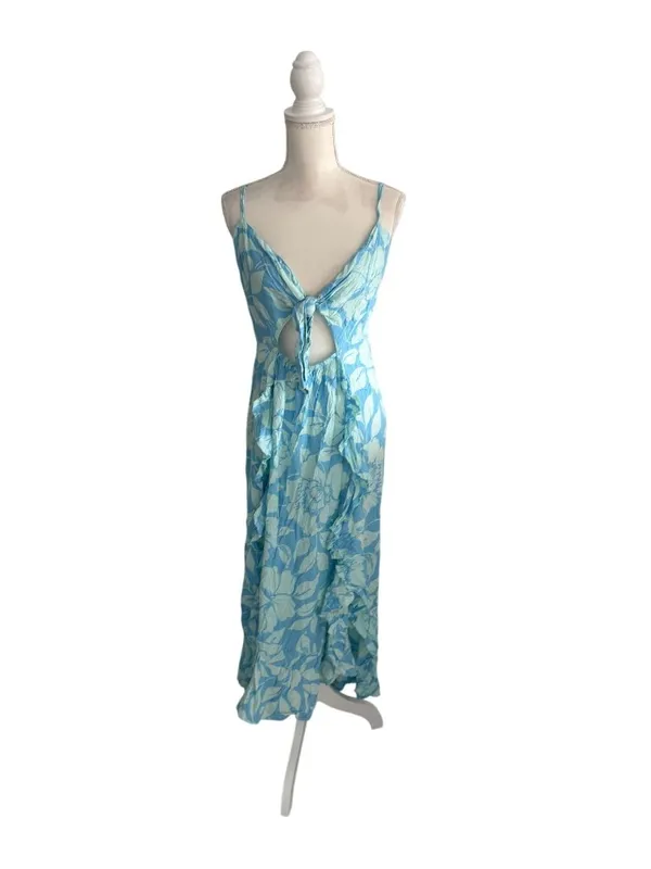ANGIE. Blue Floral Cutout Maxi Dress Sz M NEW NWT - Image 4