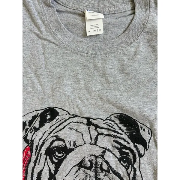 7 Gray Bulldog Graphic‎ T-Shirt Short Sleeve Crew Neck - Image 2
