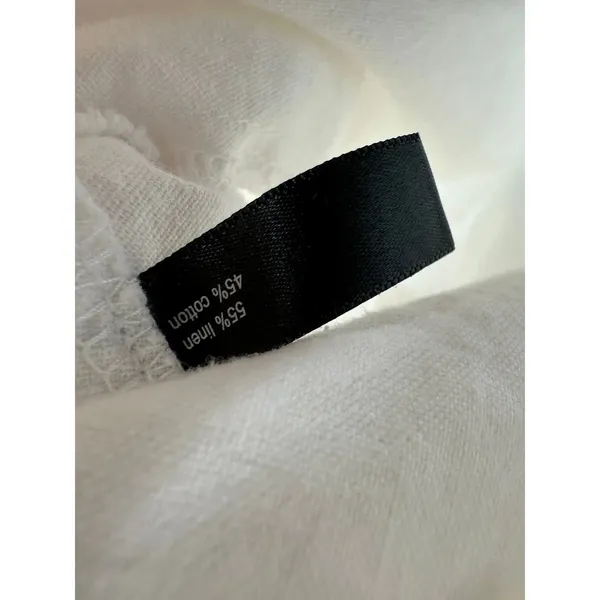 White Linen Cotton Tiered Midi Skirt Sz L Boho Coastal Lagenlook Sustainable‎ - Image 7